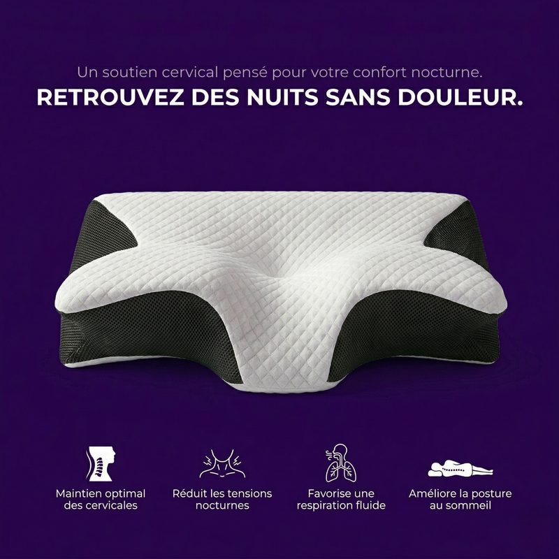 Oreiller Orthopédique 2-en-1 — Soulage Cou ET Colonne Vertébrale | Soutien Ergonomique Optimal
